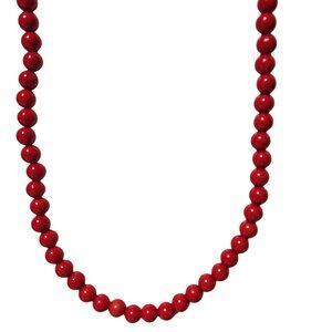 Vintage Cherry Red Beaded Necklace Retro 50s 80s Fashion Jewelry Women